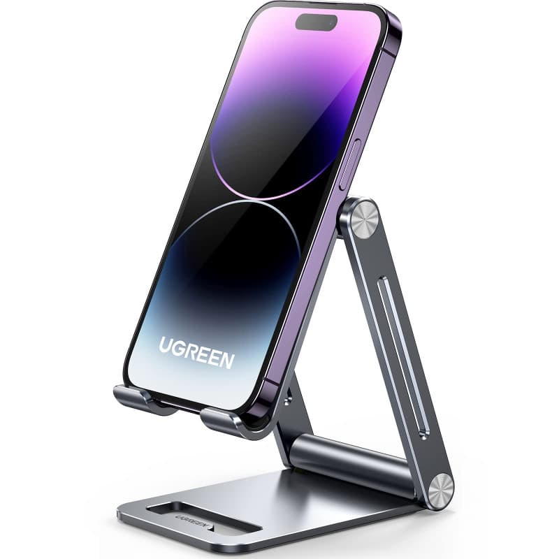 Support Téléphone Bureau UGREEN en Aluminium Pliable et Ajustable - Compatible avec iPhone et Galaxy