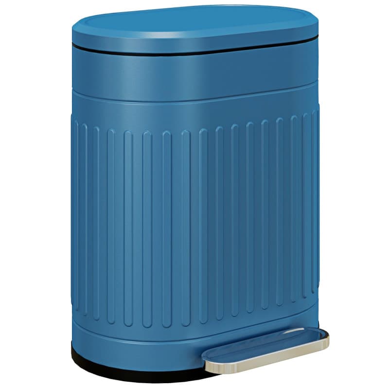 HOMCOM Poubelle de Cuisine Ovale 20L avec Pédale et Couvercle Doux - Bleu