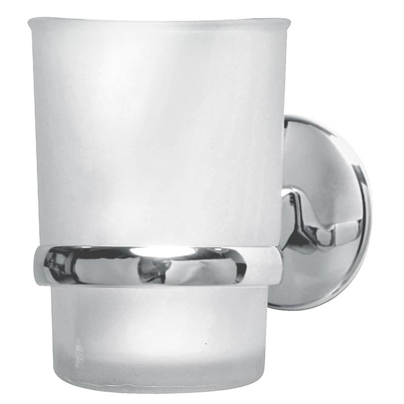 Porte Brosse à Dents Mural en Chrome avec Gobelet en Verre - Fackelmann