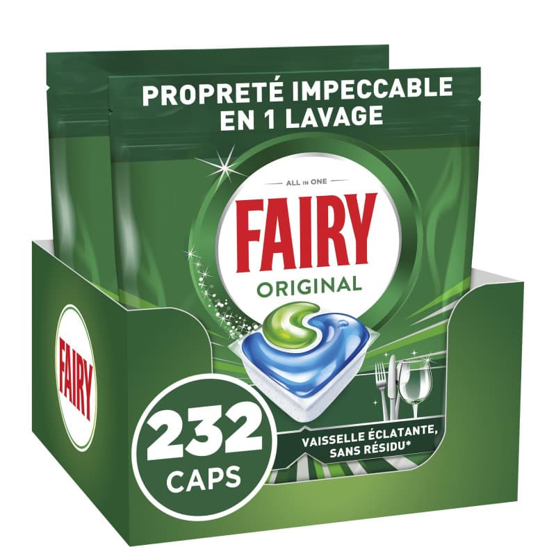 Fairy Original Tablettes Lave-Vaisselle Tout-en-1 - 232 Tablettes Efficaces Contre La Graisse