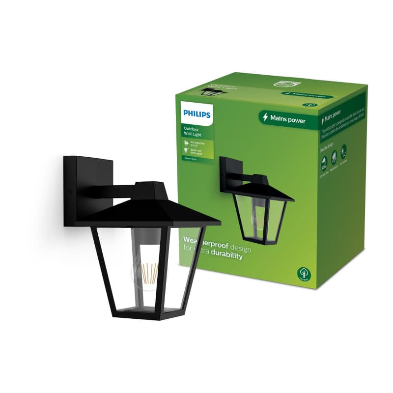 Applique d'Extérieur Philips Kinno - Éclairage Noir E27 25W