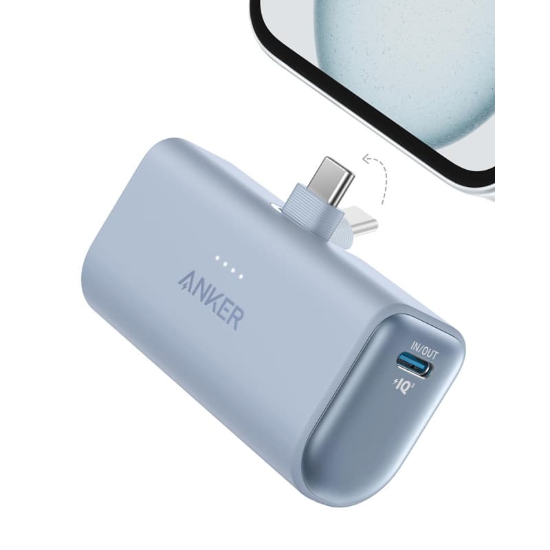 Anker Nano Power Bank 5000 mAh - Chargeur Portable USB-C Pliable Bleu