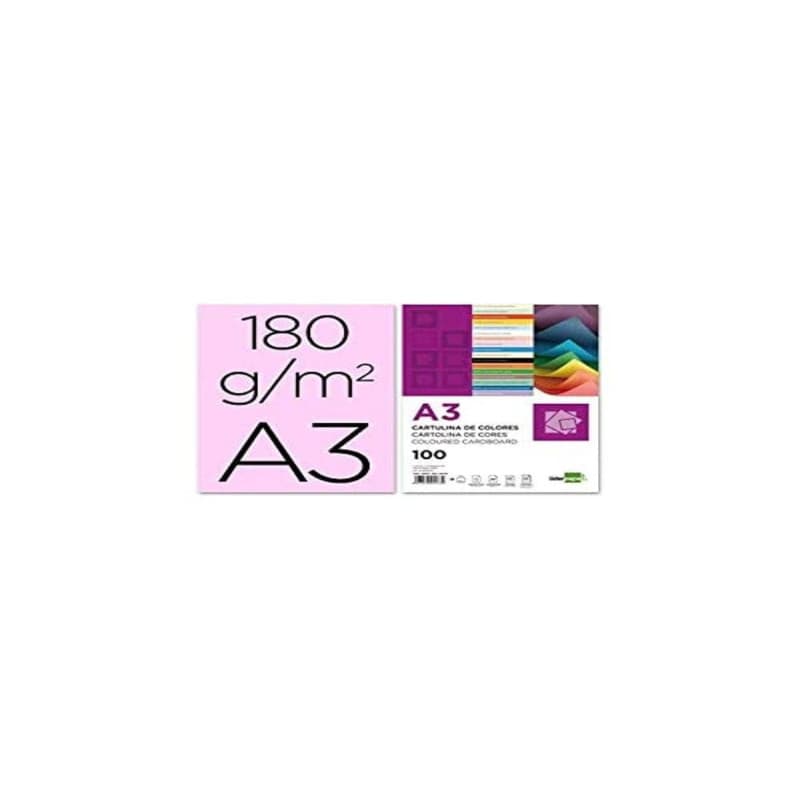 Papier Cartonné A3 180g/m² - Lot de 100 Feuilles Roses - Liderpapel