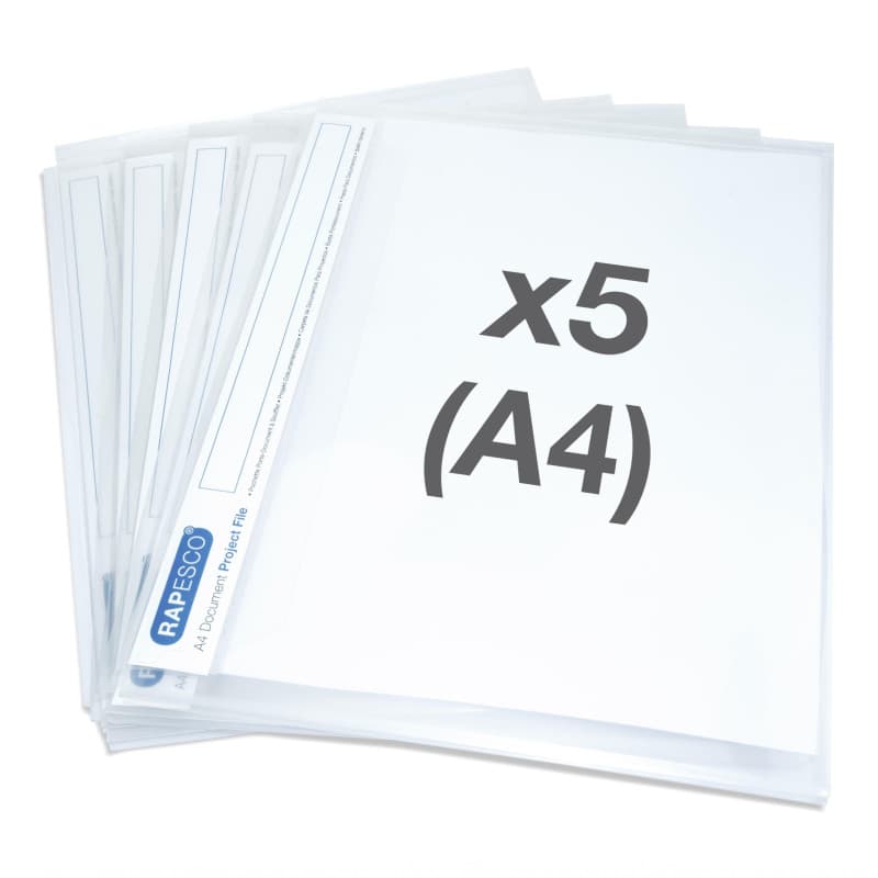 Porte-Documents à Soufflet A4 Rapesco - Lot de 5 Transparent