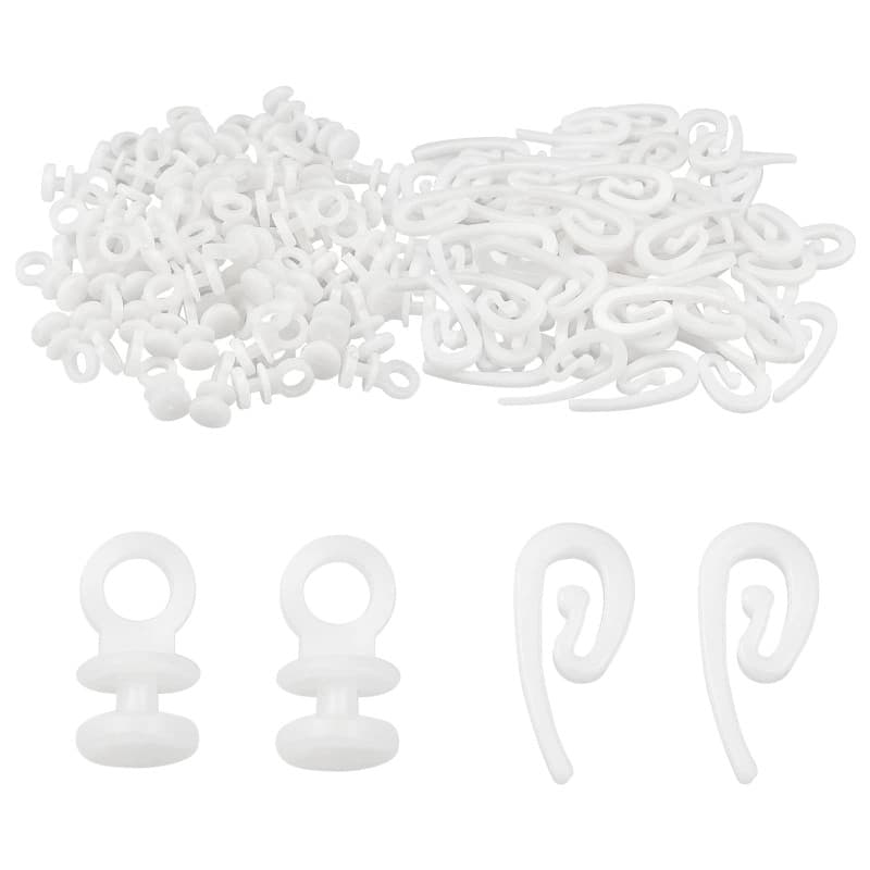 200 Crochets de Rideau en Plastique Blanc - Glisseurs pour Rails et Draperies