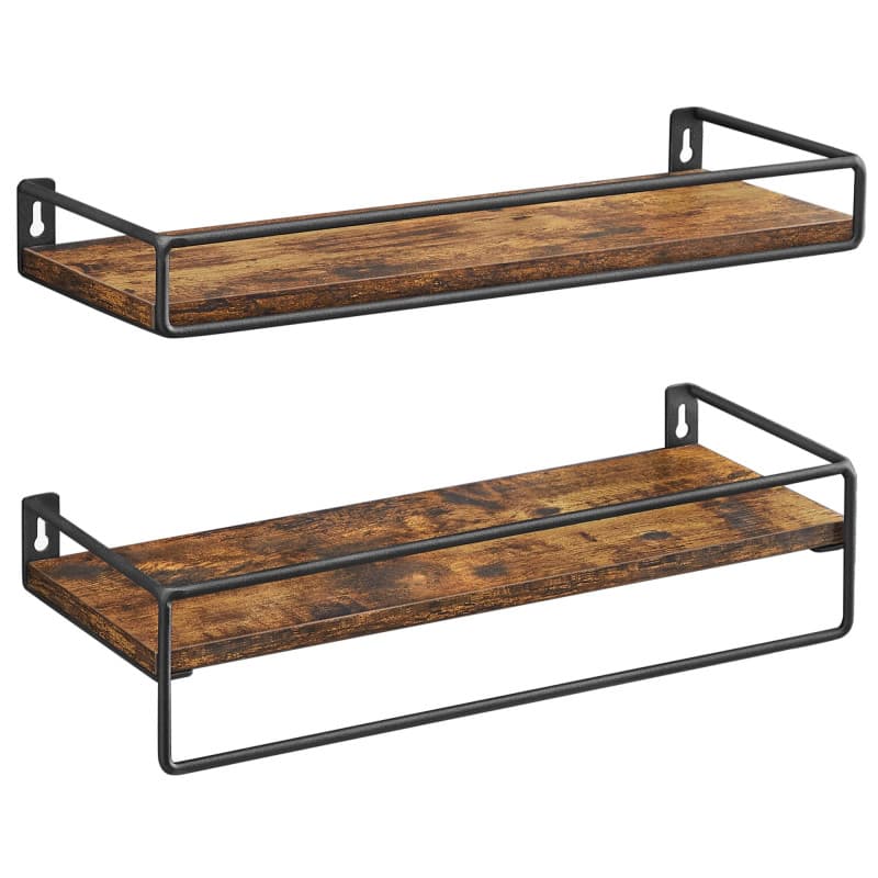 VASAGLE Lot de 2 Étagères Murales Suspendues en Bois Vintage