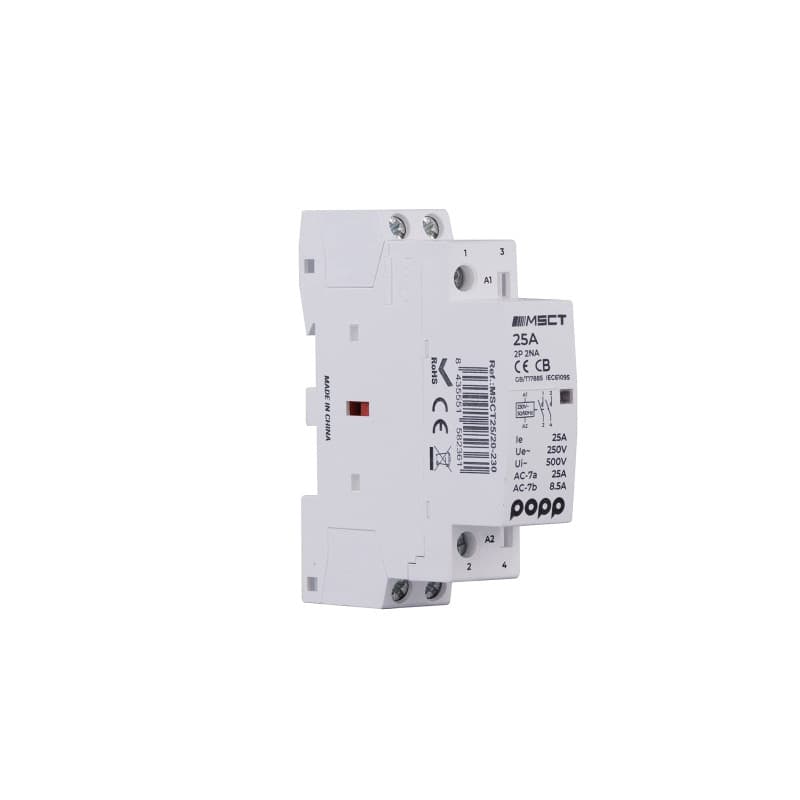 Contacteur électrique Popp MSCT 25 A pour éclairage sur rail DIN