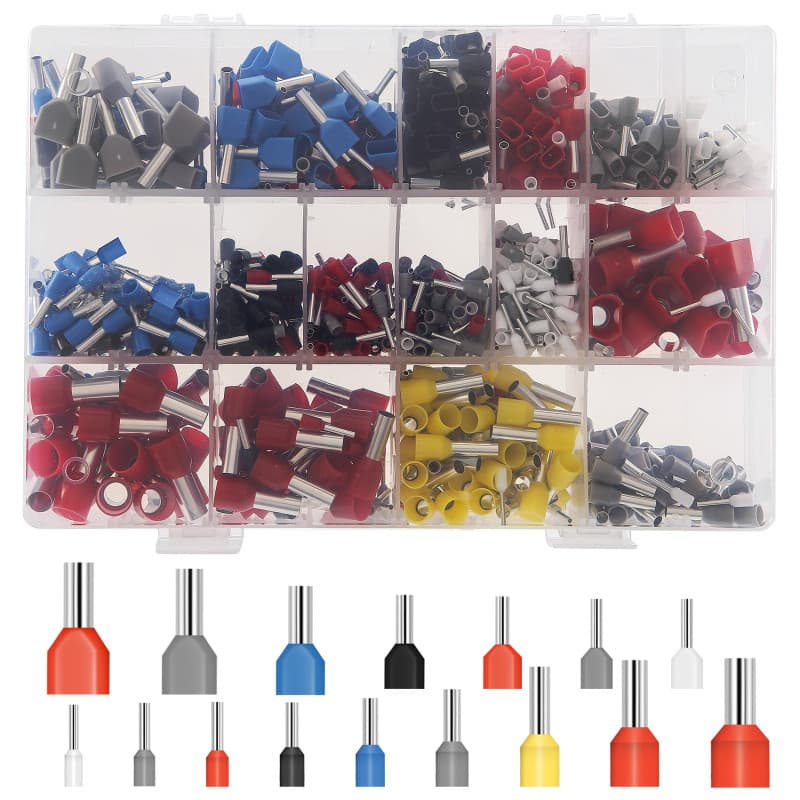 Kit de 1200 Embouts Électriques à Sertir - Connecteurs à Virole Double
