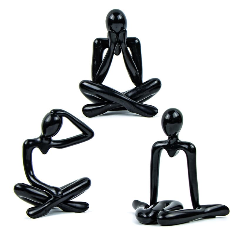 Statue Penseur Démontable en Plastique - Décoration Moderne pour Intérieur (3 Pièces, Noir)
