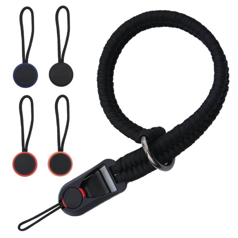 Sangle de Poignet Réglable pour Appareil Photo en Paracord - Noir