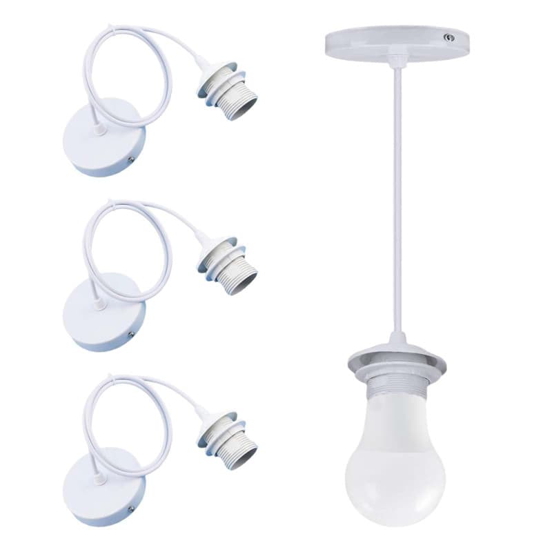 Lot de 3 Suspensions E27 avec Câble et Douille en Métal