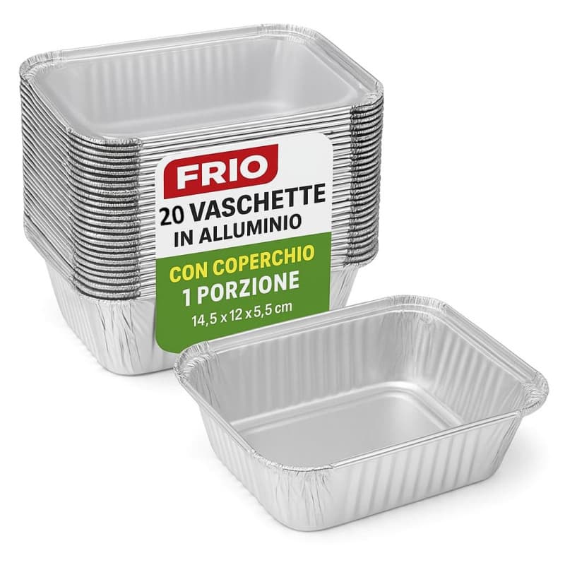 Lot de 20 Barquettes Aluminium Monoporcion avec Couvercle - Idéal pour Repas à Emporter