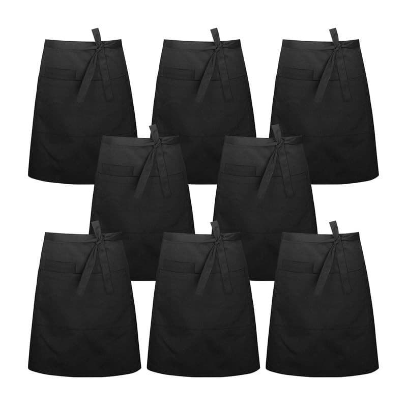 Tablier de Cuisine Noir Unisexe avec 3 Poches - Idéal pour Chefs et Serveurs