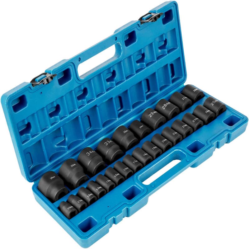 Jeu de Douilles à Choc VEVOR 1/2" - 26 Pièces en Acier Allié avec Mallette