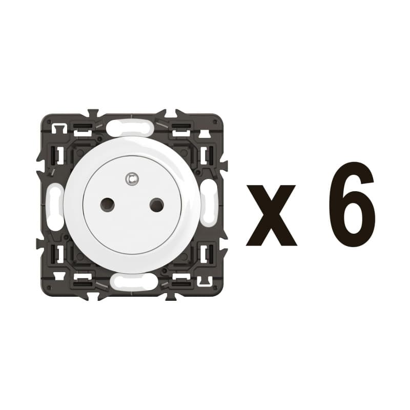 Prise Électrique Murale Céliane Legrand - Lot de 6 avec Socle Rétractable - Blanc