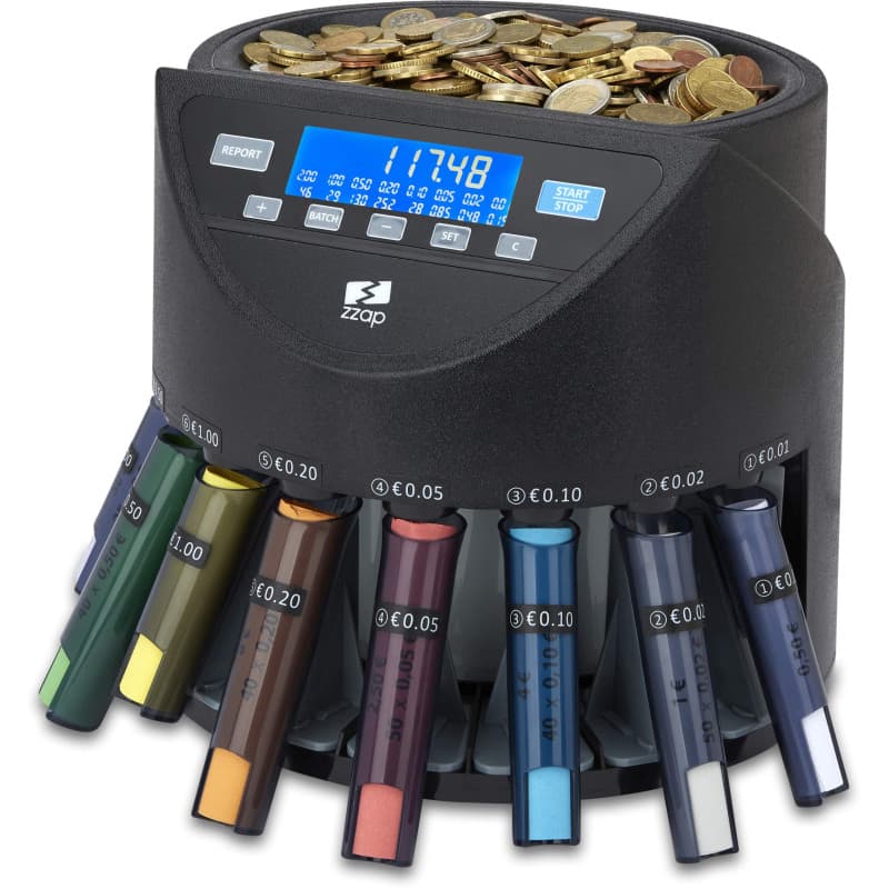 ZZap CS20+ - Compteuse et Trieuse Automatique de Monnaie avec Écran LCD