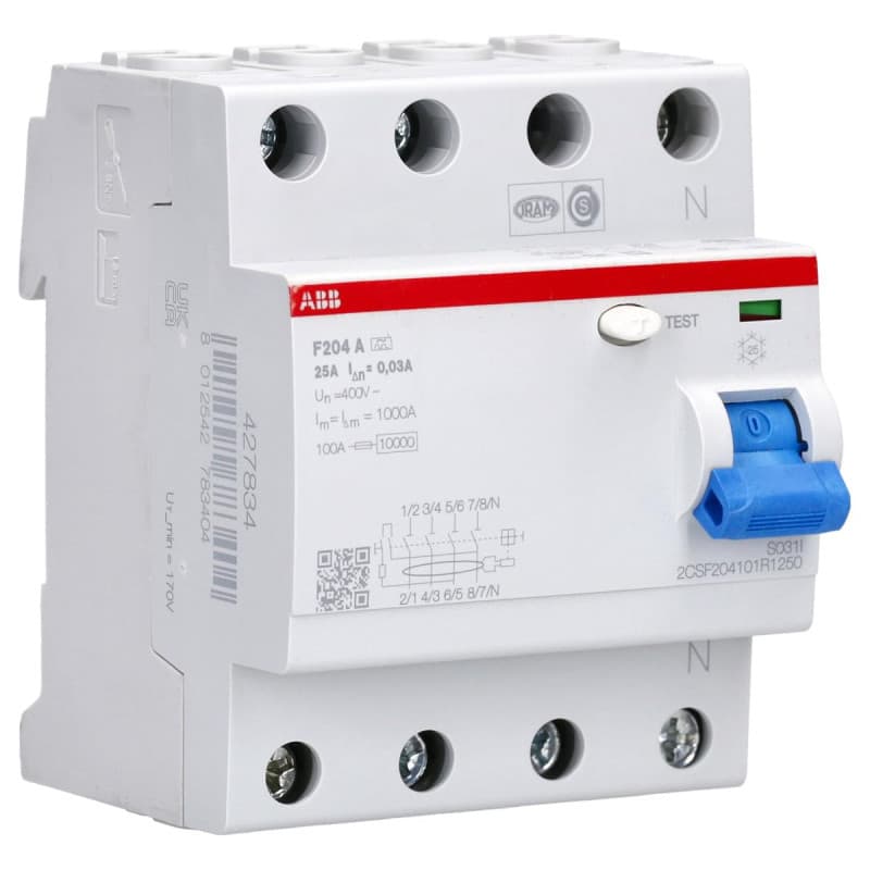 Disjoncteur différentiel ABB 4P 25A Type A - Protection 30mA