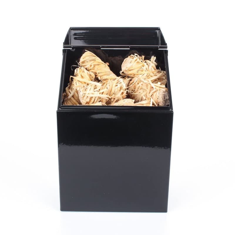 Boîte de rangement en métal pour allume-feu avec couvercle noir