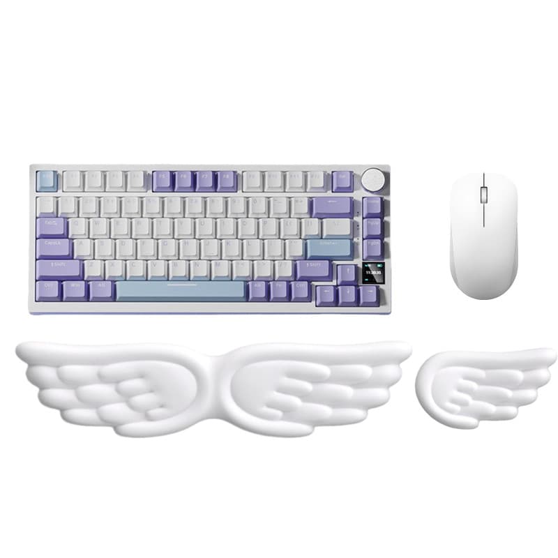 Repose-poignet ergonomique en cuir PU avec design ailes d'ange