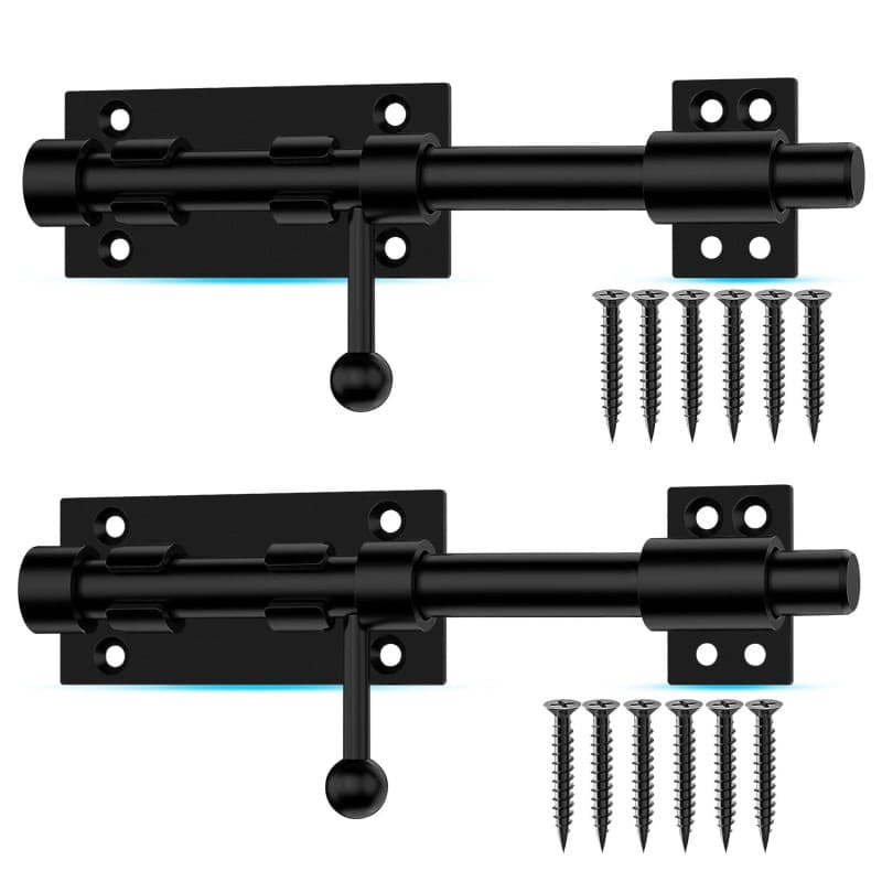 Lot de 2 loquets coulissants en acier noir pour portes et fenêtres