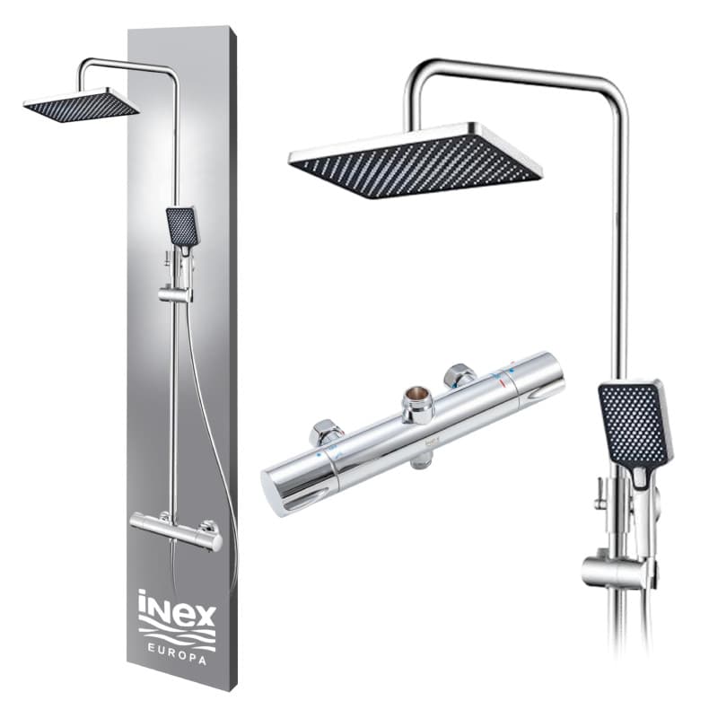 Colonne de Douche Thermostatique Chrome Poli INEX Europa avec Douchette à Main