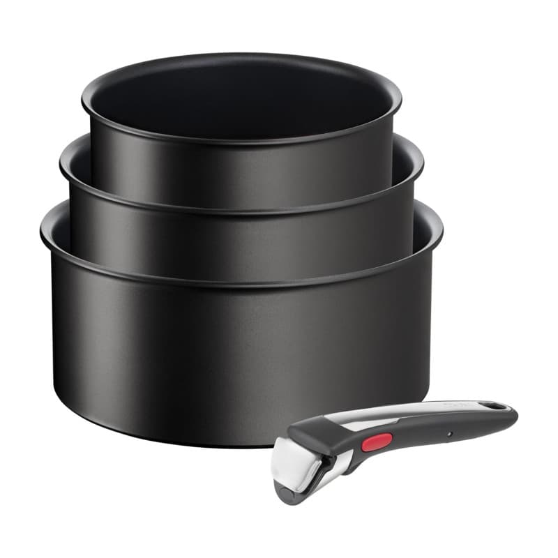 Tefal Ingenio Set de 4 Casseroles Empilables avec Poignée Amovible - Induction et Antiadhésif