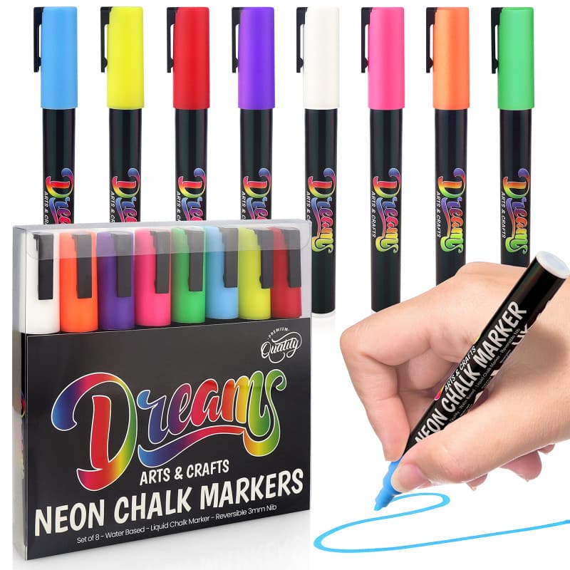 The Glowhouse Marqueurs à Craie Liquide Néon - Lot de 8 Stylos Lavables