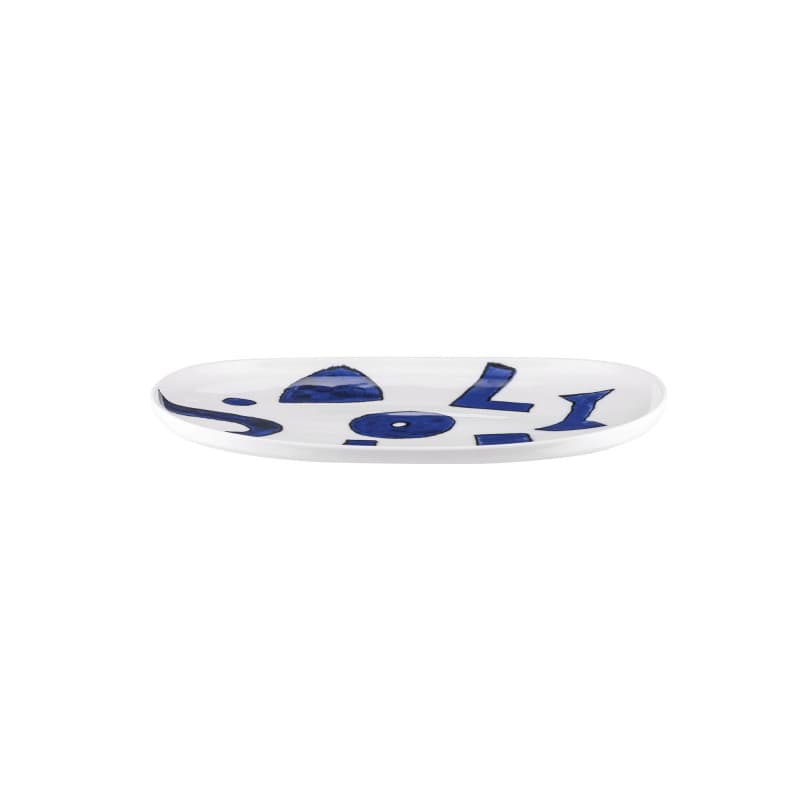 Plat de Service Ovale en Porcelaine Blanche Alessi Itsumo avec Décor Samiro Yunoki
