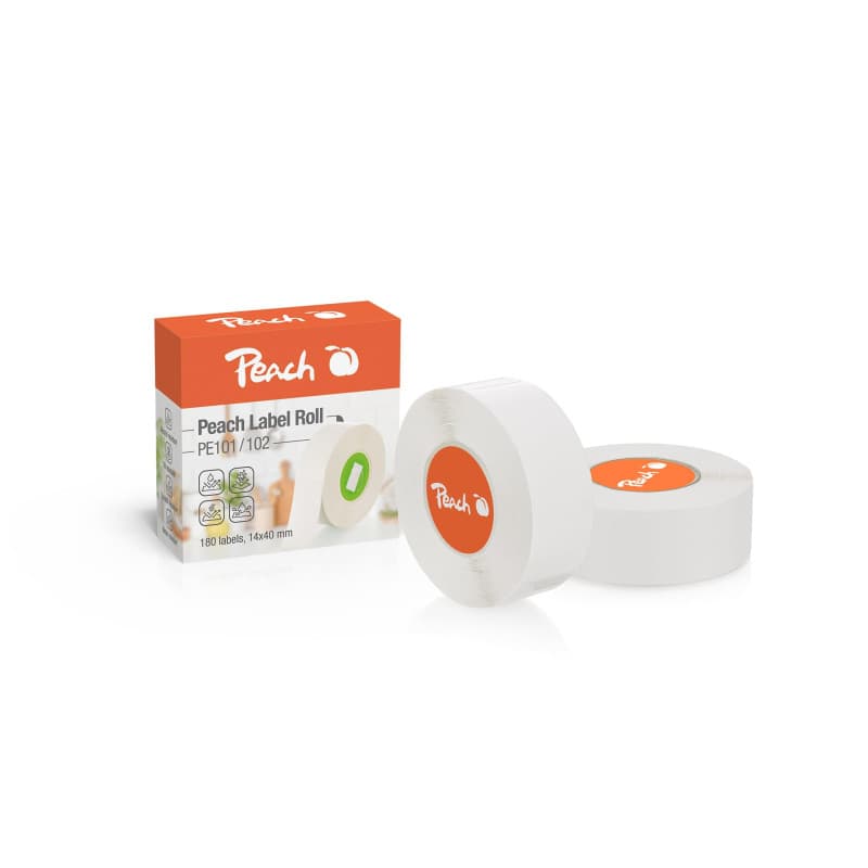 Ruban d'Étiquettes Thermiques Blanc Peach - 14 x 40 mm, 180 Étiquettes