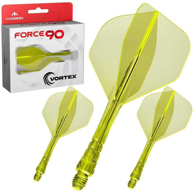 Mission Darts | Force 90 Vortex | Fléchettes moulées avec précision intégrées et système d'arbre | Plusieurs styles | Plusieurs