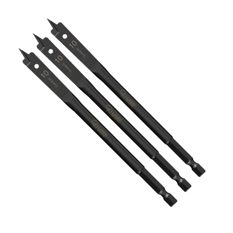 Lot de 3 Forets Plats à Bois 10 mm - SabreCut Revolution Impact