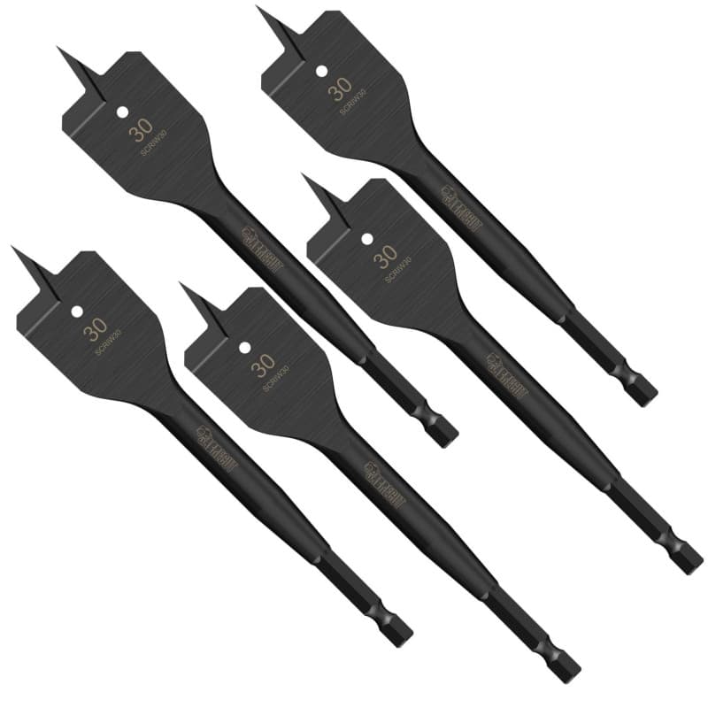 Lot de 5 mèches plates à bois SabreCut 30 mm - Résistantes aux chocs