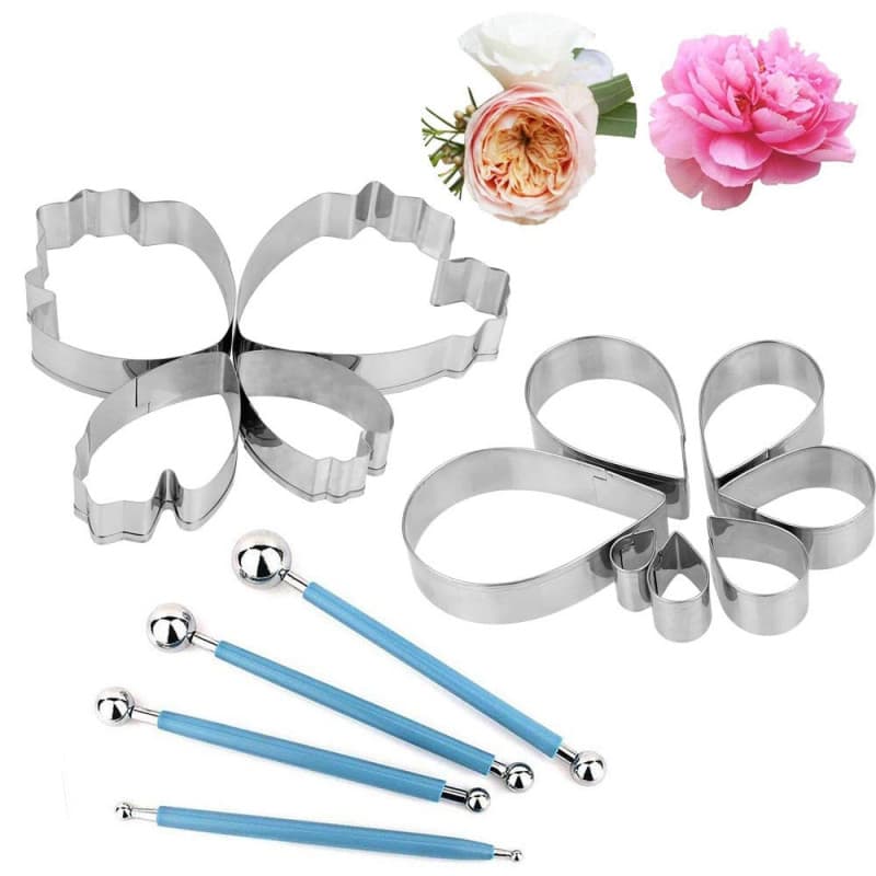 Kit de Décoration de Gâteaux EMAGEREN - 15 Outils en Métal pour Fondant et Pâtisserie