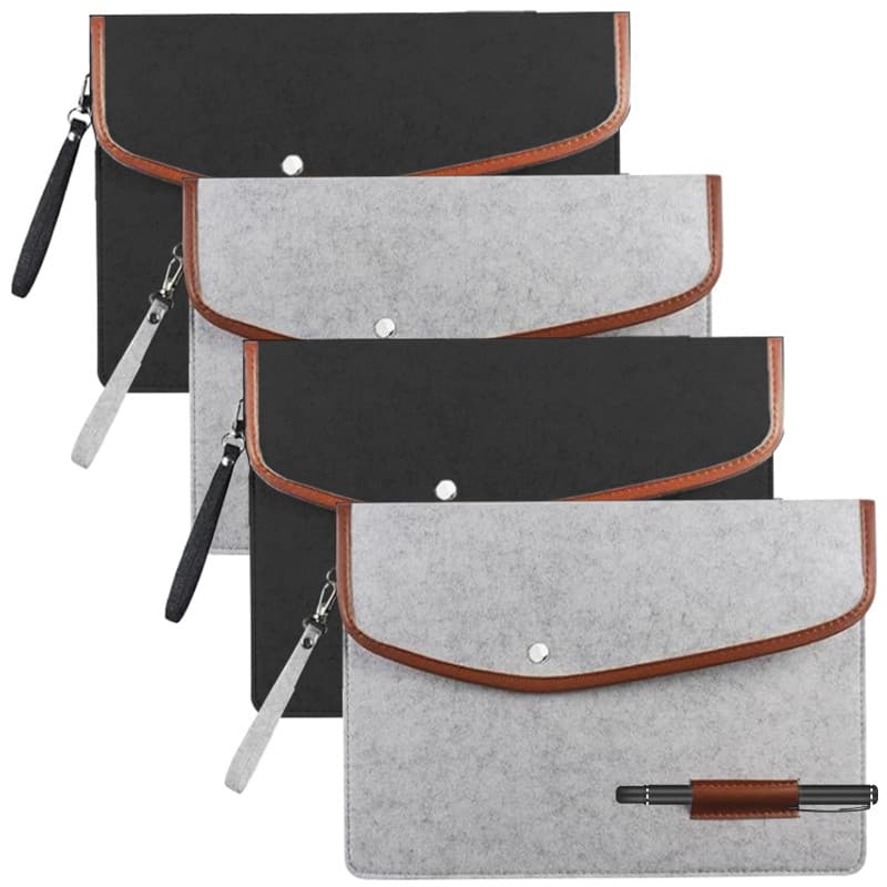 HOMURY Lot de 4 Dossiers en Feutre A4 avec Bouton Pression - Élégants et Pratiques pour Bureau et École