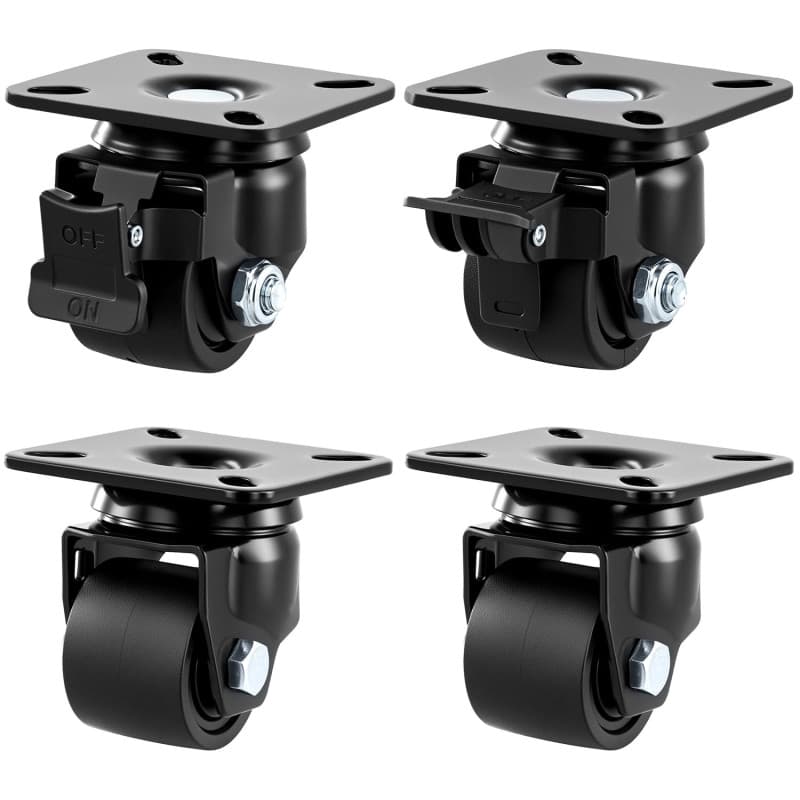 Roulette Charge Lourde QWORK 50mm avec Freins - Lot de 4 pour Meubles et Transport