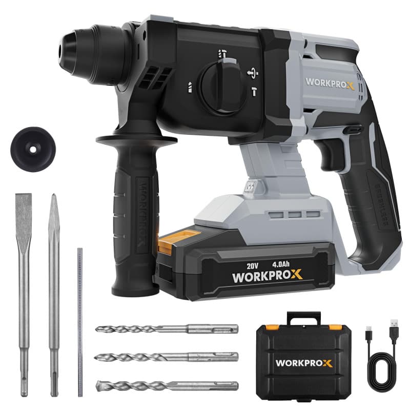 Marteau Perforateur Sans Fil WORKPRO 20V - Perceuse à Percussion Polyvalente