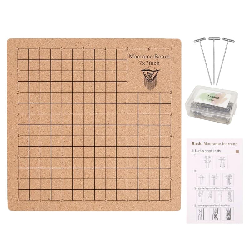 Planche de Macramé en Liège 18x18 cm - Tableau Réutilisable pour Tressage