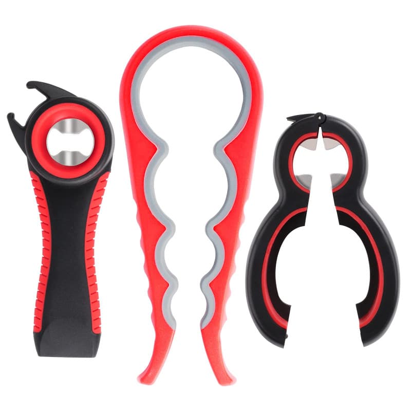 Gtwinsone 3 Pièces 6 en 1 Multifonctionnel Ouvre Bocal Manuel Facile Ouvre Canette Can Opener Caoutchouc Bocaux Pince à Bocaux C