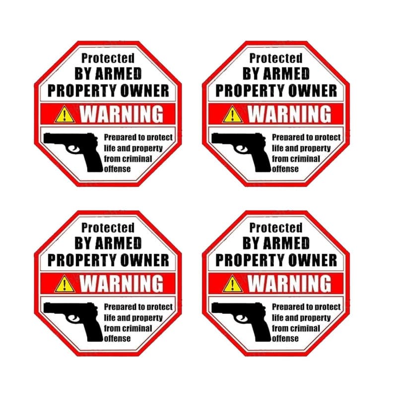 Panneaux d'Avertissement Armés eSplanade - Lot de 4 Autocollants de Sécurité