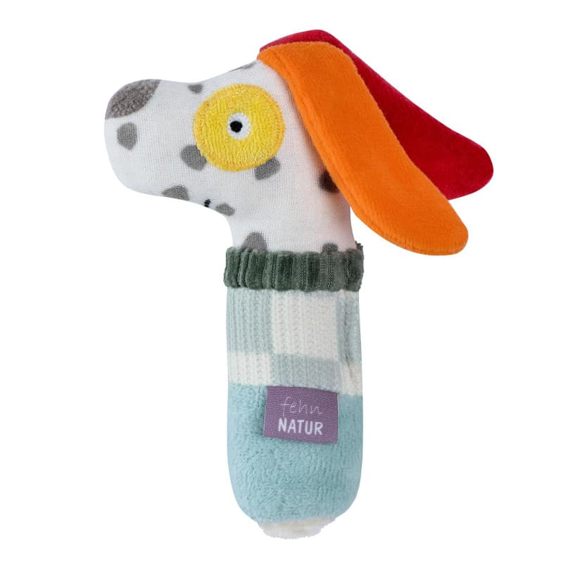 Hochet Chien Multicolore en Coton Bio pour Bébé - Fehn NATUR