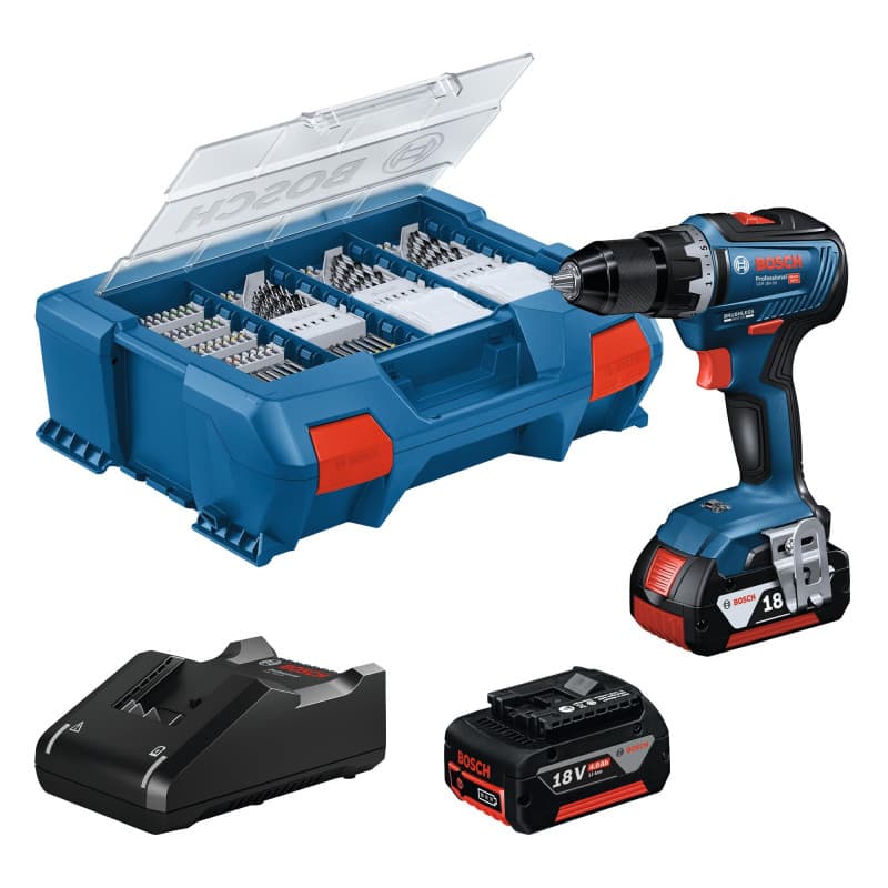 Perceuse-visseuse sans fil Bosch Professional GSR 18V-55 avec 2 batteries et accessoires