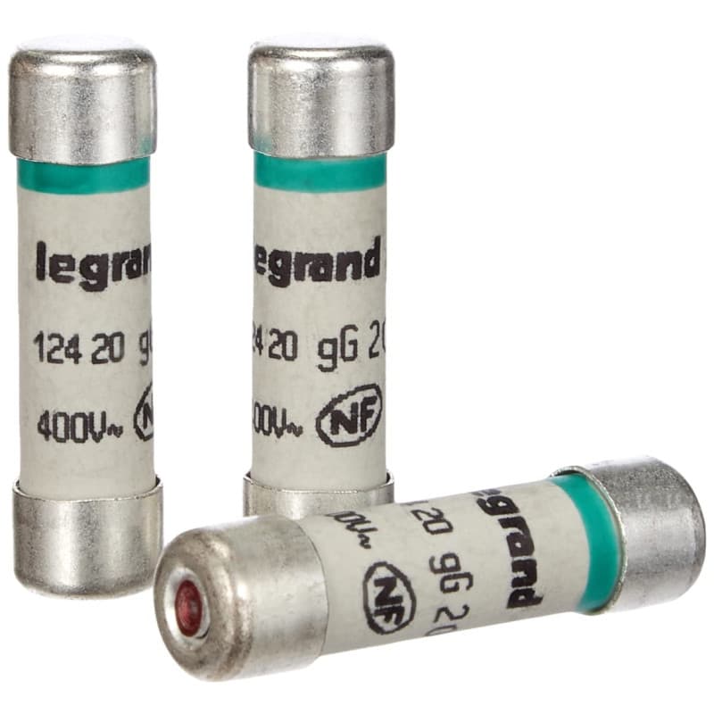 Lot de 3 Fusibles Cylindriques 20A avec Témoin de Fusion - Legrand