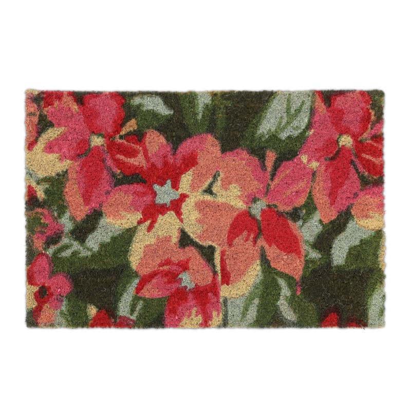 Paillasson en Coco Relaxdays avec Motif Floral - 40 x 60 cm, Antidérapant et Résistant aux Intempéries