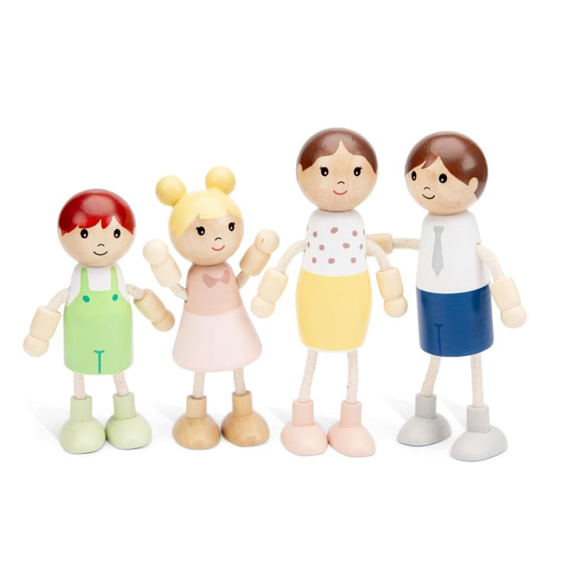 Set de 4 Poupées en Bois Woet pour Enfants - Jouet d'Imagination
