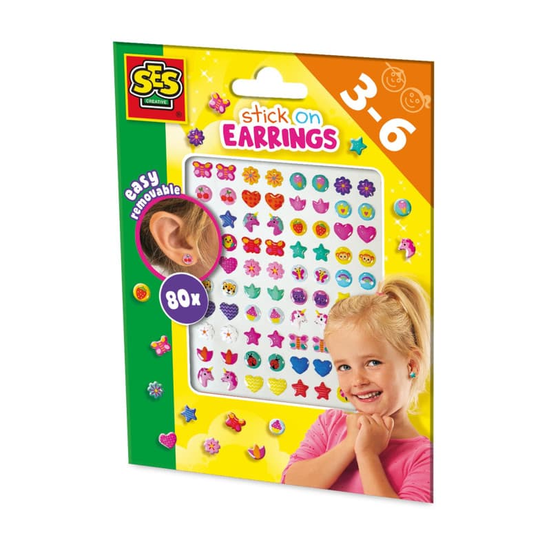 Boucles d'oreilles autocollantes joyeuses pour enfants - 80 motifs colorés