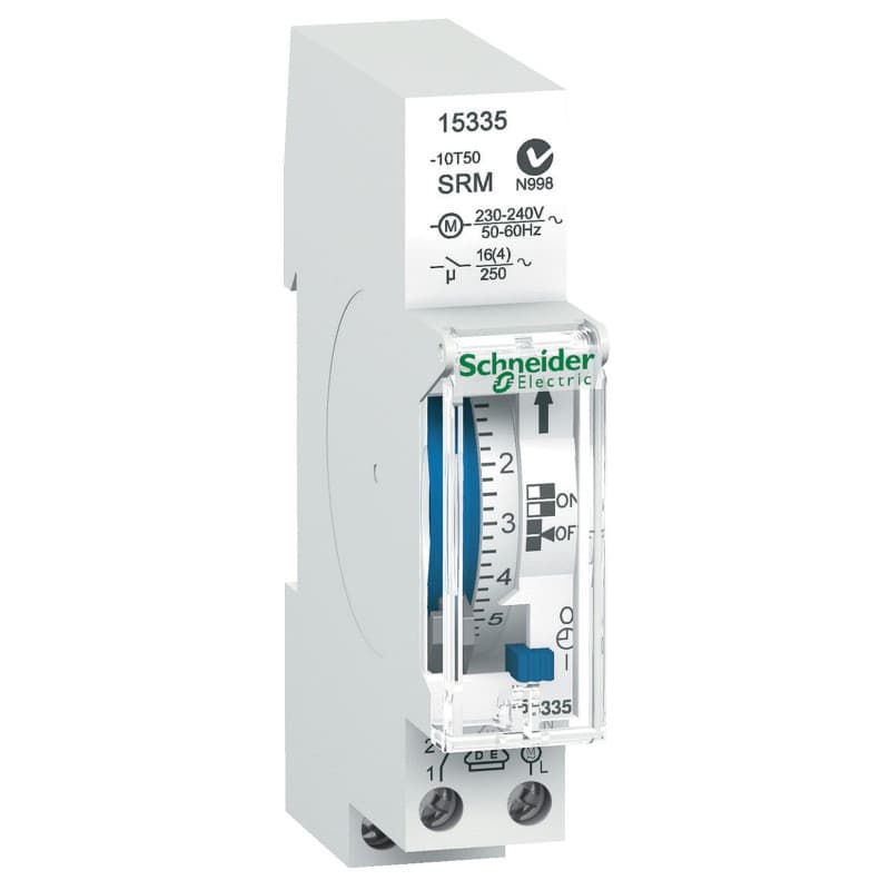 Interrupteur Horaire Électromécanique Acti9 IH Schneider Electric - 1 Canal, 24H, Blanc