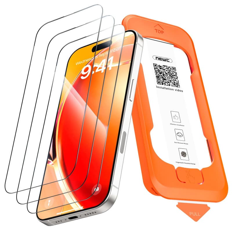 Lot de 3 Verres Trempés NEW'C pour iPhone 16/17 - Protection Écran Ultra Résistante