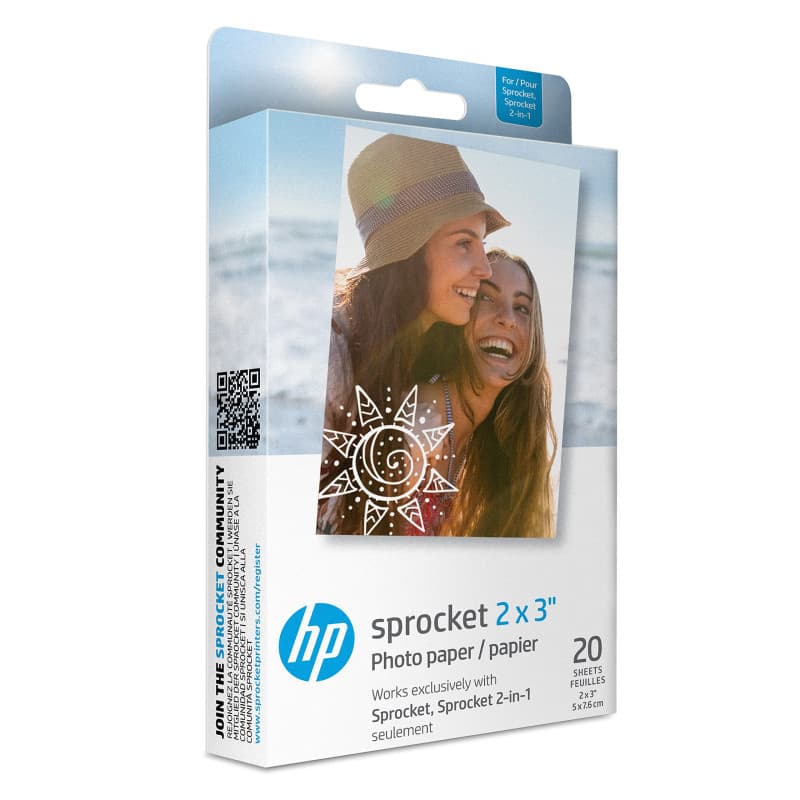 Papier Photo Adhésif HP Zink - 20 Feuilles Colorées pour Imprimante