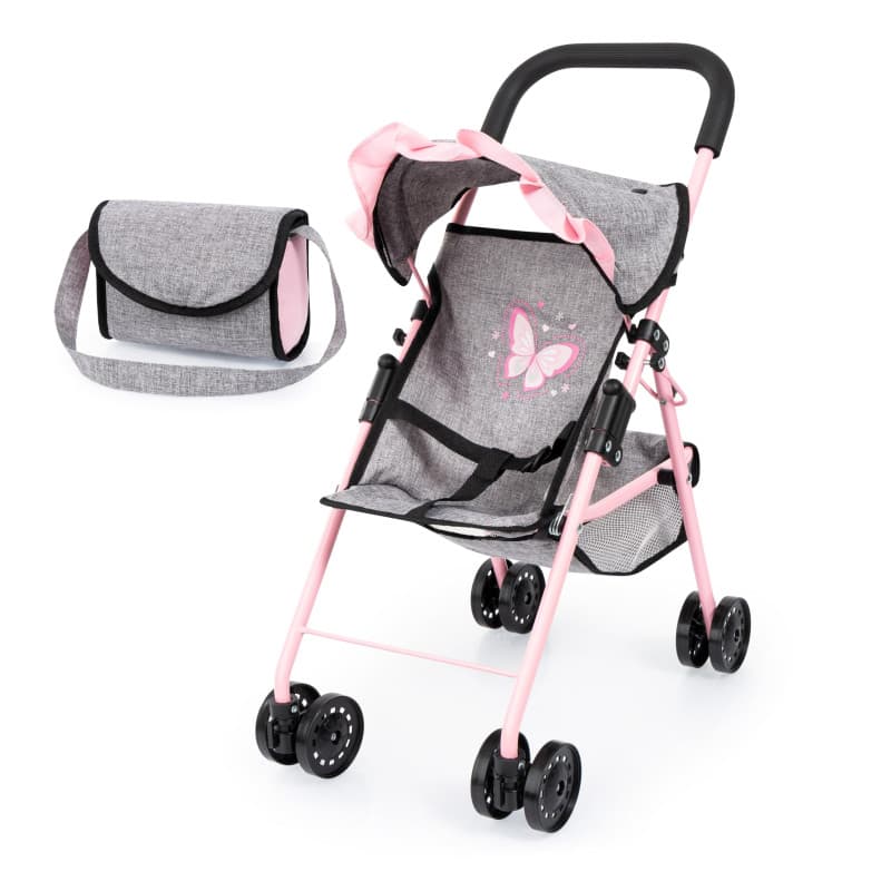 Poussette Canne pour Poupée Bayer Design avec Sac et Panier Intégré
