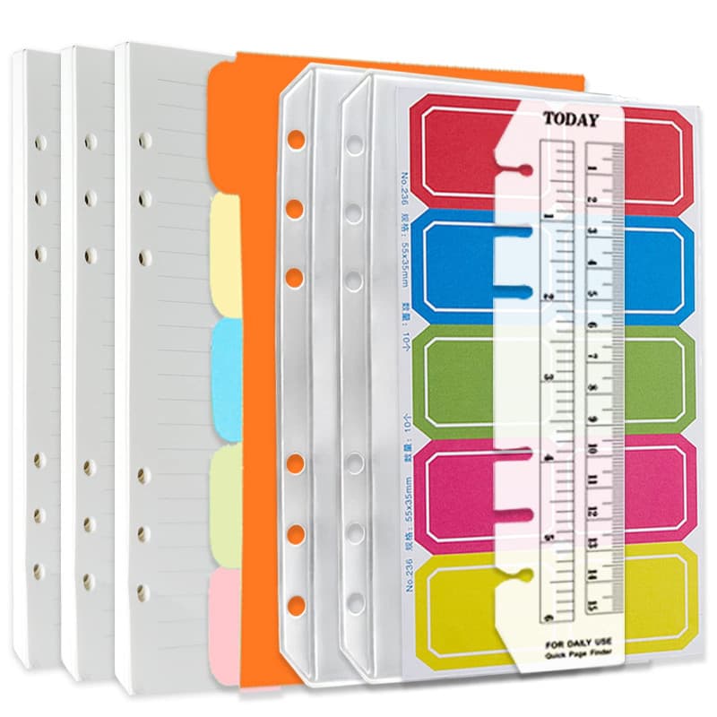 Recharge Papier A6 DY.2ten - 135 Feuilles avec Pochettes et Intercalaires